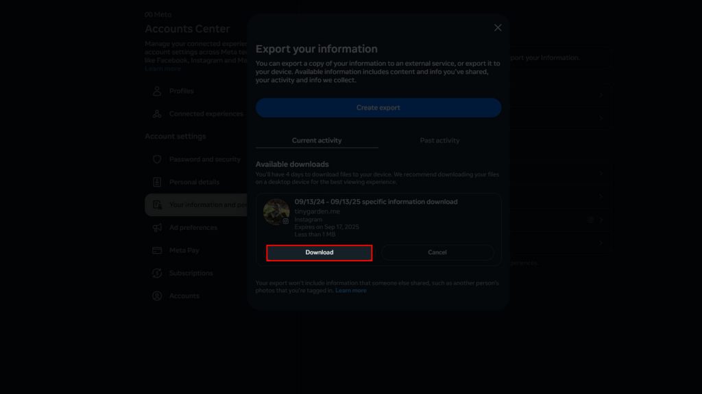 How to Download Your Followers and Following List on Instagram Step-11